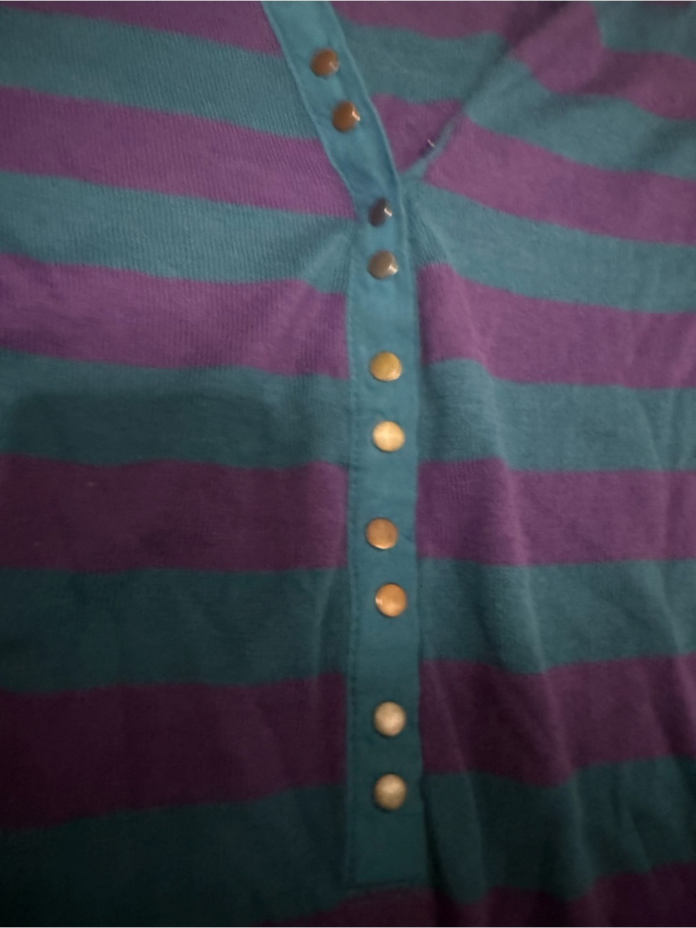 Roxy Teal and Purple Striped Long Sleeve Henley Top - Picture 10 of 12